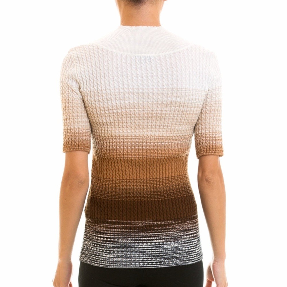 Missoni Women’s Knitted Braided Wool Pullover Cream Brown Ombré Top Sweater - Picture 4 of 15